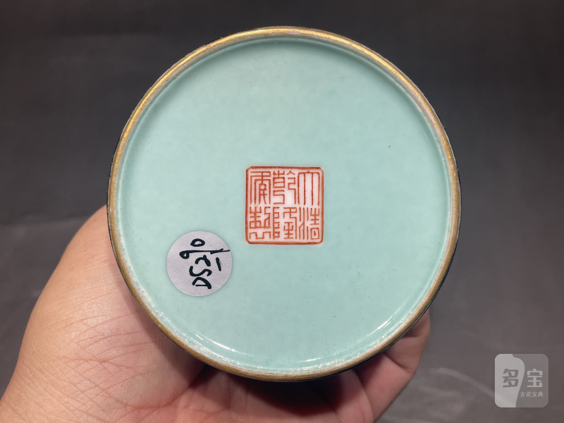 民国 墨地珐琅彩百花花觚一对 - 图11